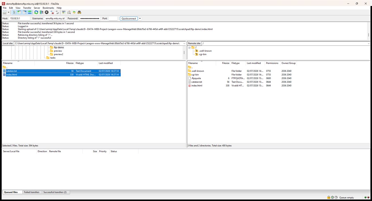 FileZilla upload berhasil