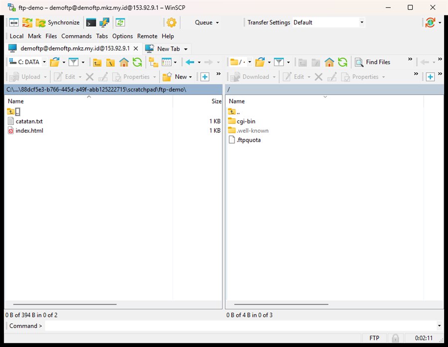 WinSCP tersambung